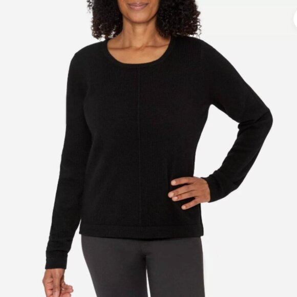 NEW Mario Serrani Womens M Black 100% Cashmere Sweater Crewneck Long Sleeve - Picture 1 of 9
